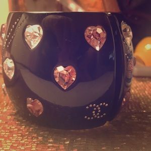 authentic Chanel cuff with heart shaped jewels